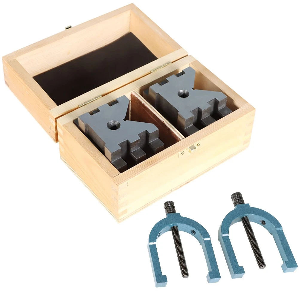 Set of 2 V-Block and Clamp for Precision Machining