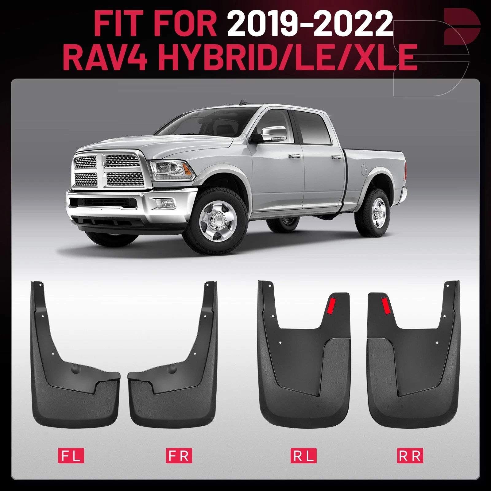 Set of 4 Splash Guards for Dodge Ram 1500 (2019-2023)
