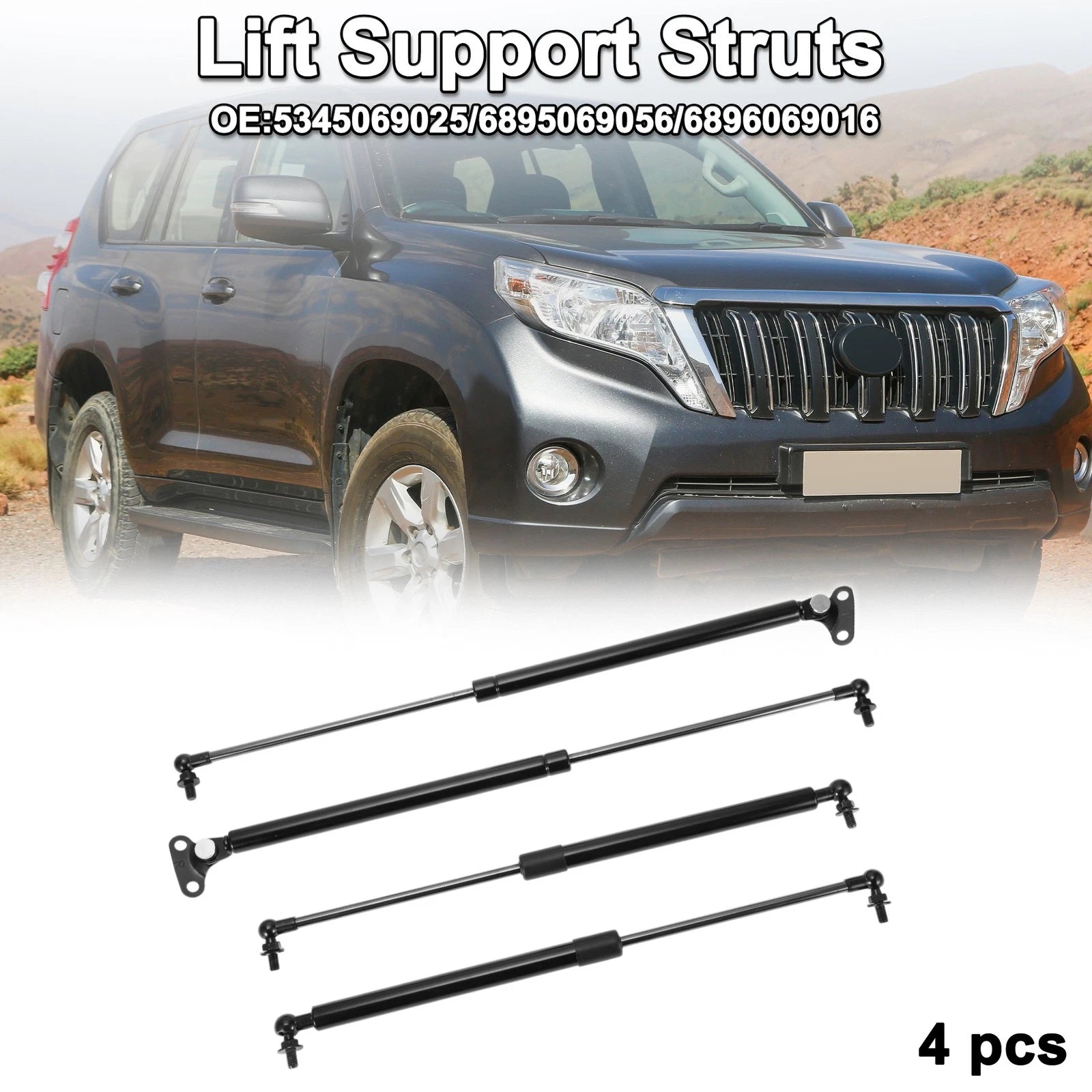 2X Hood Tailgate Lift Supports Struts for Toyota Land Cruiser (1998–2007)