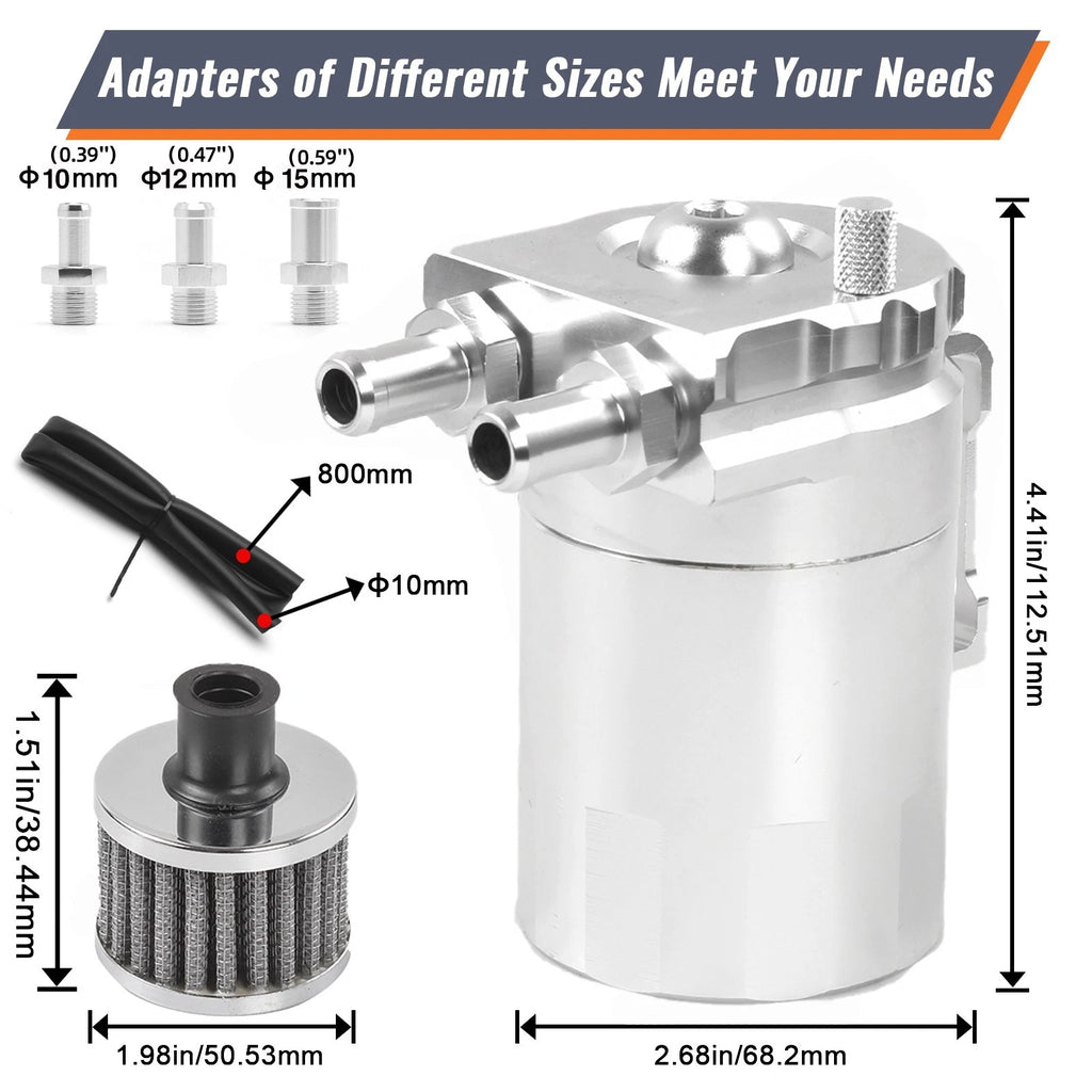 Aluminum Oil Catch Can Kit with Breather Filter for Universal Applications
