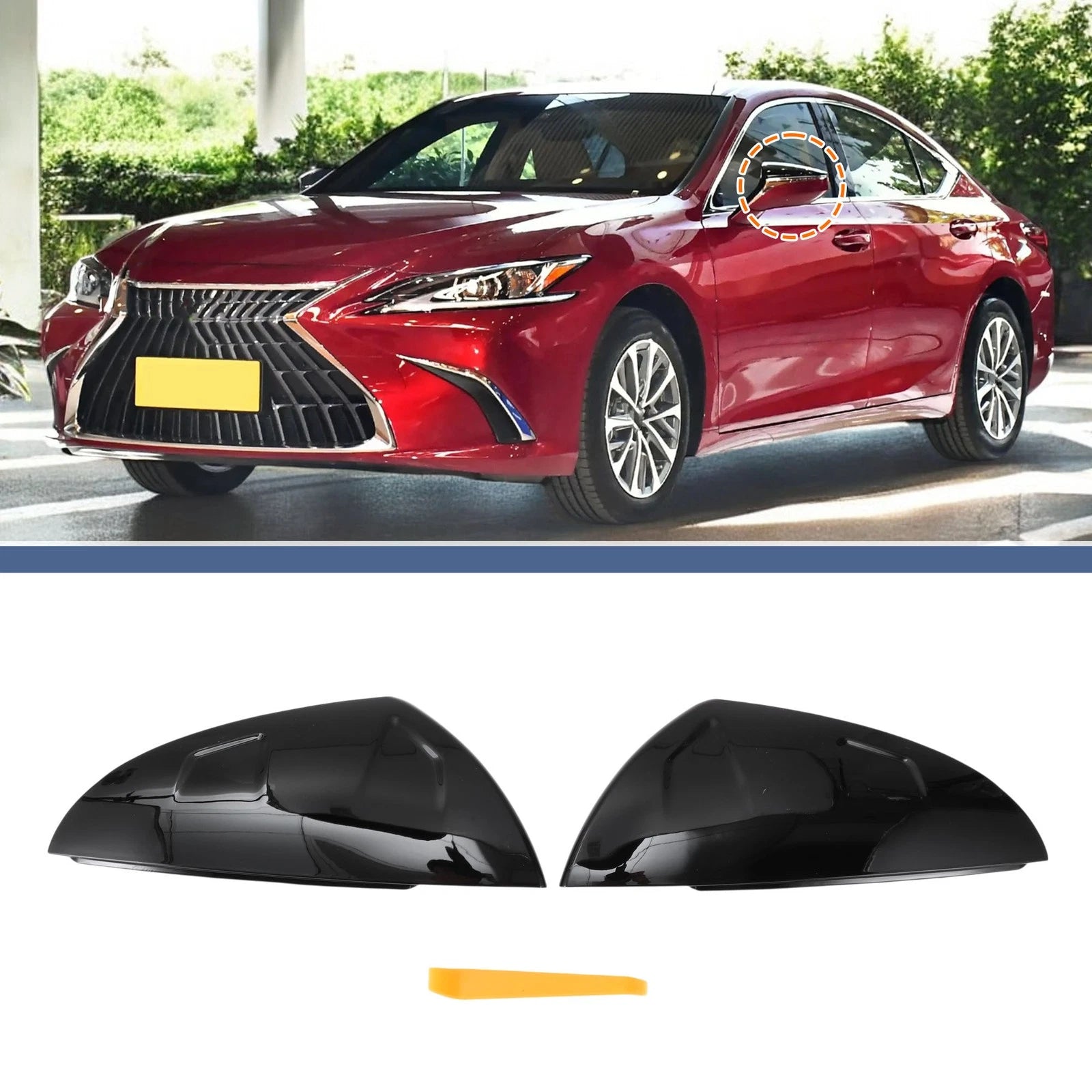 Mirror Cover Cap Replacement Set of 2 Gloss Black for Lexus ES (2018–2023)