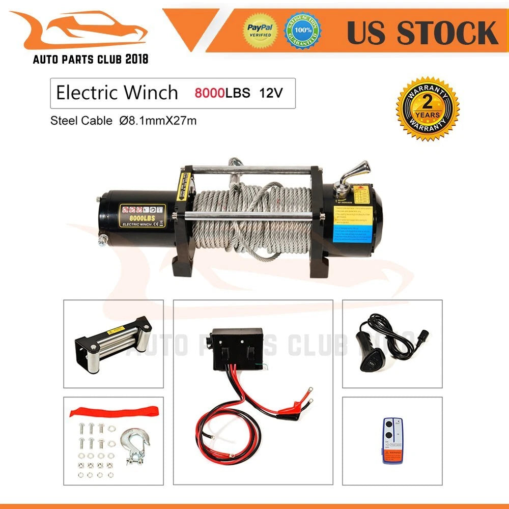 8000lbs Electric Winch for 4WD ATV UTV (12V)