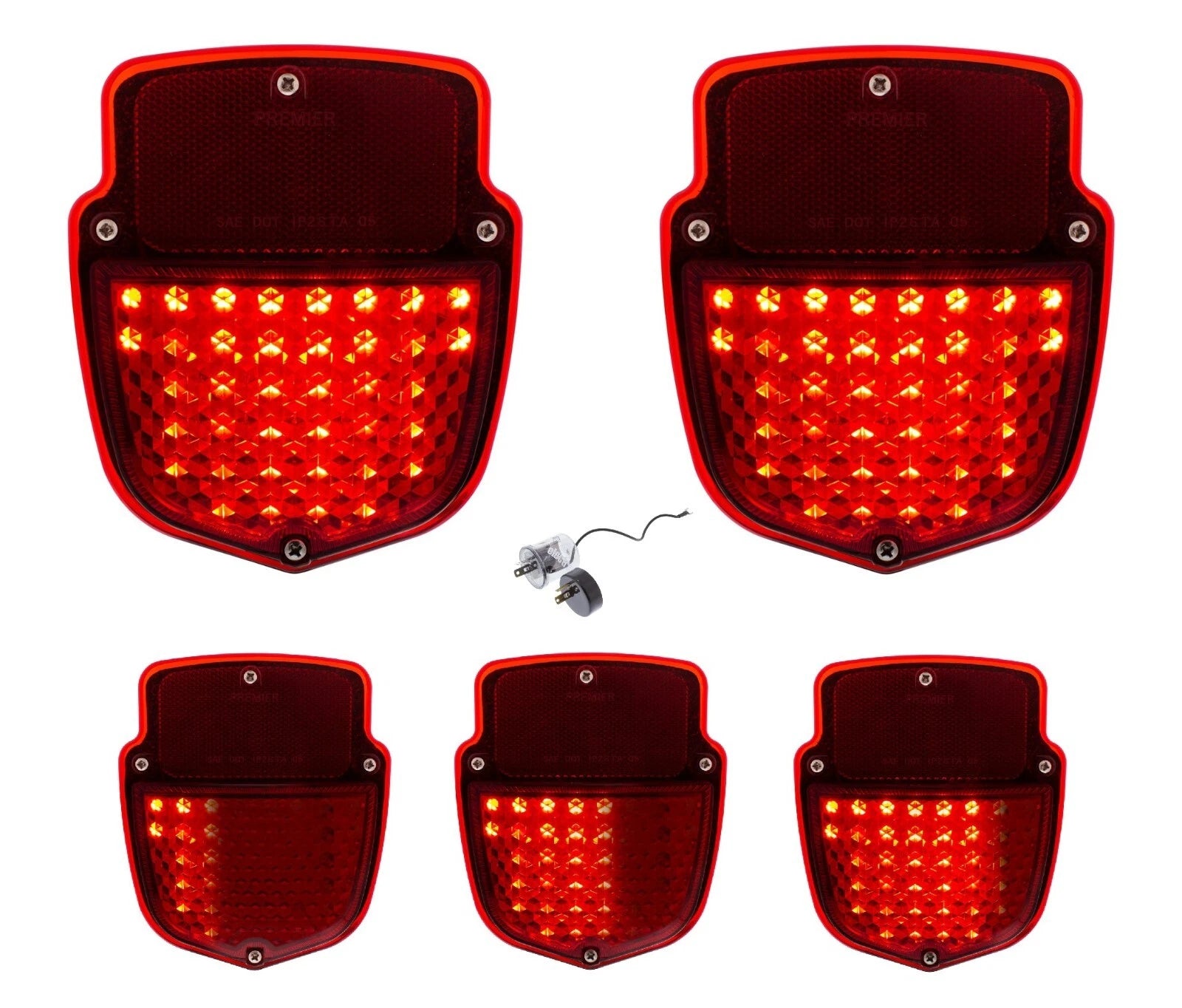 LED Sequential Tail Lights Pair for 1953–1956 Ford Truck with Stainless Housing
