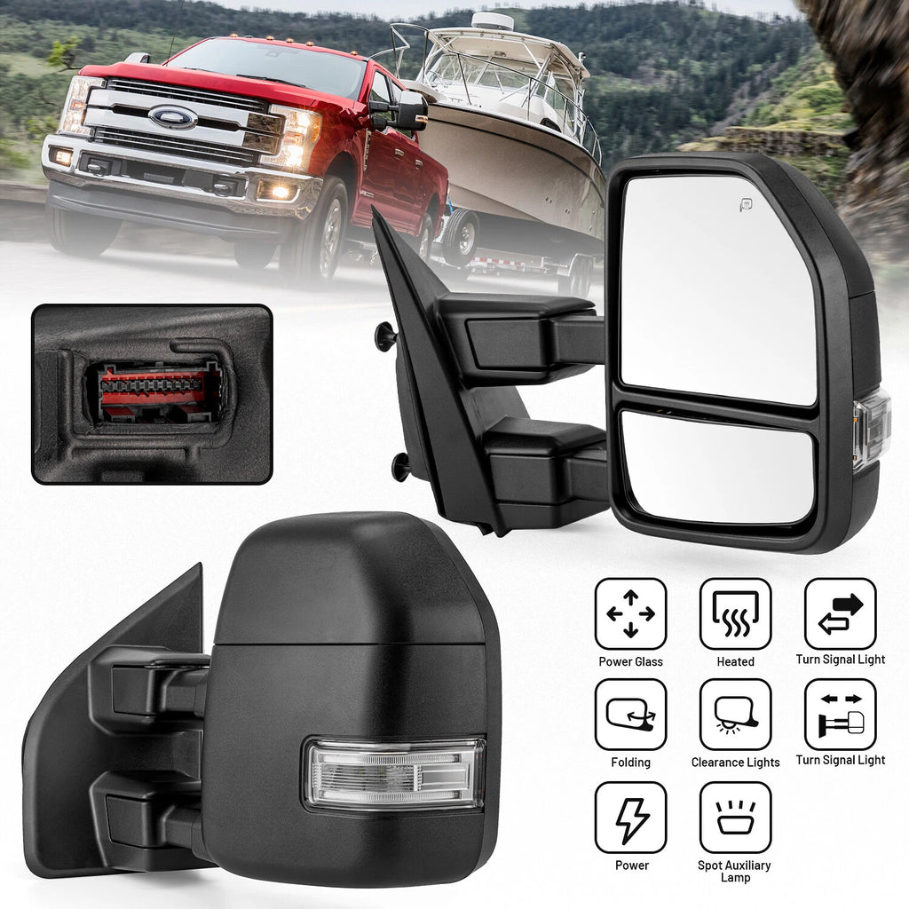 Towing Mirrors for Ford F250 F350 Super Duty (2017–2019) - Driver & Passenger