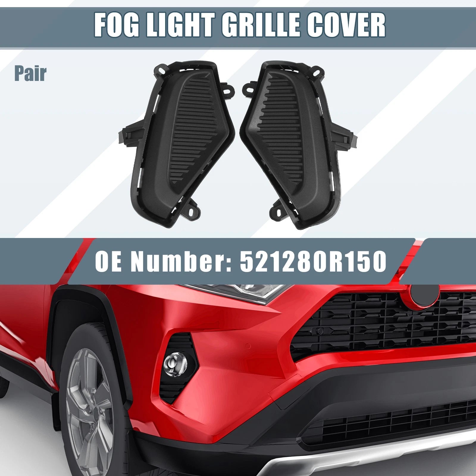 Set of 2 Fog Light Grille Covers for Toyota RAV4 (521280R150, 521270R150)
