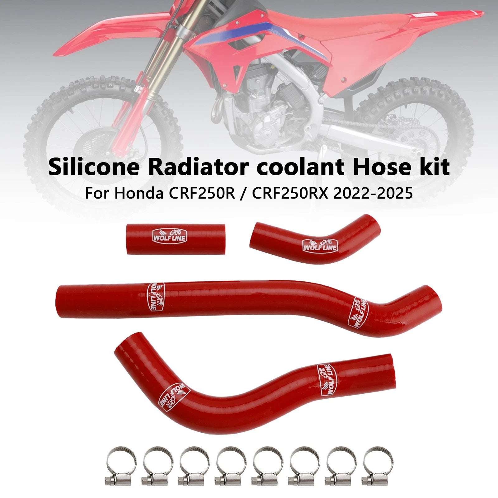 Silicone Radiator Coolant Hose for Honda CRF250R CRF250RX (2022–2025) Red