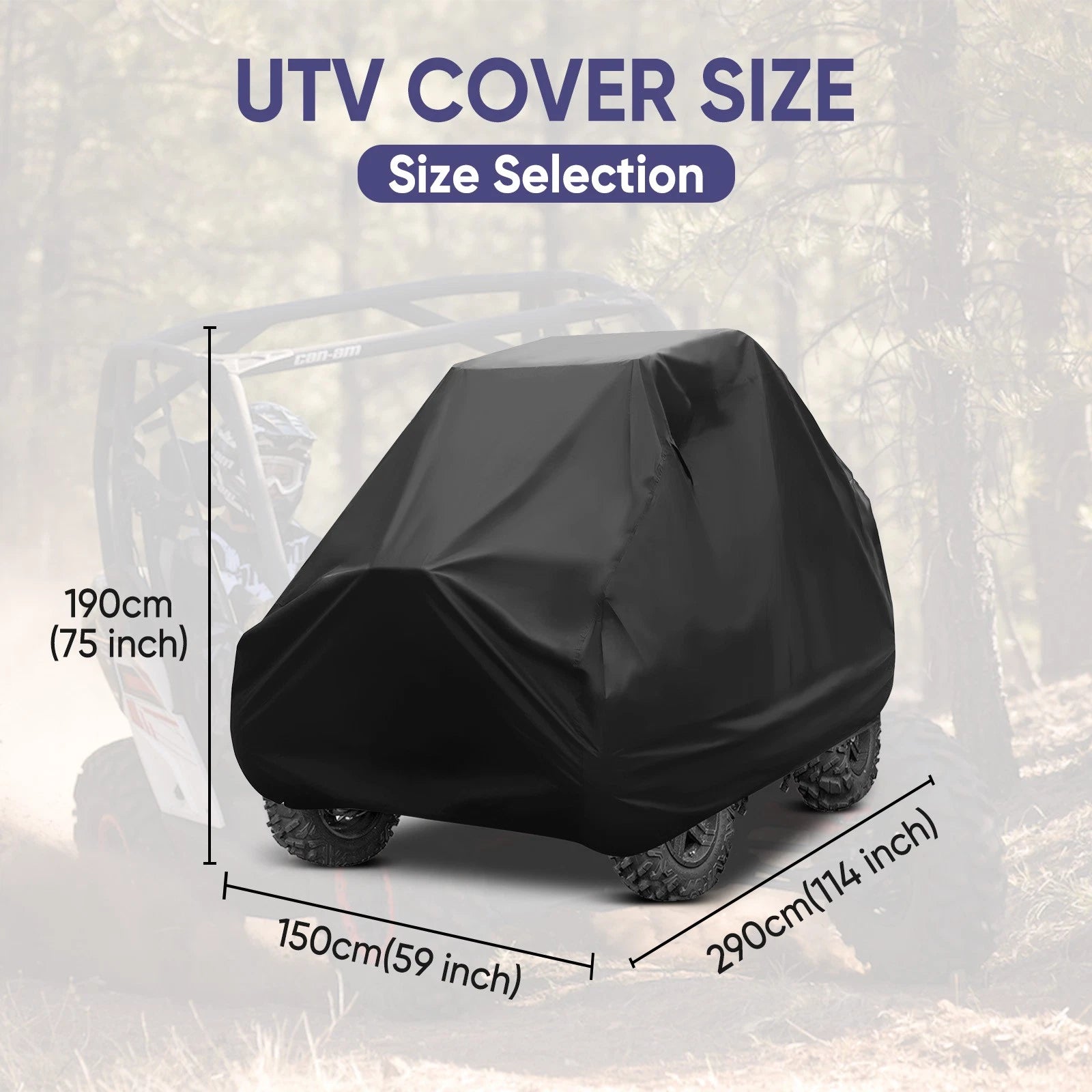 UTV Cover for Can Am Defender, Polaris Ranger, Commander, Pioneer, Kawasaki (2 Seater)