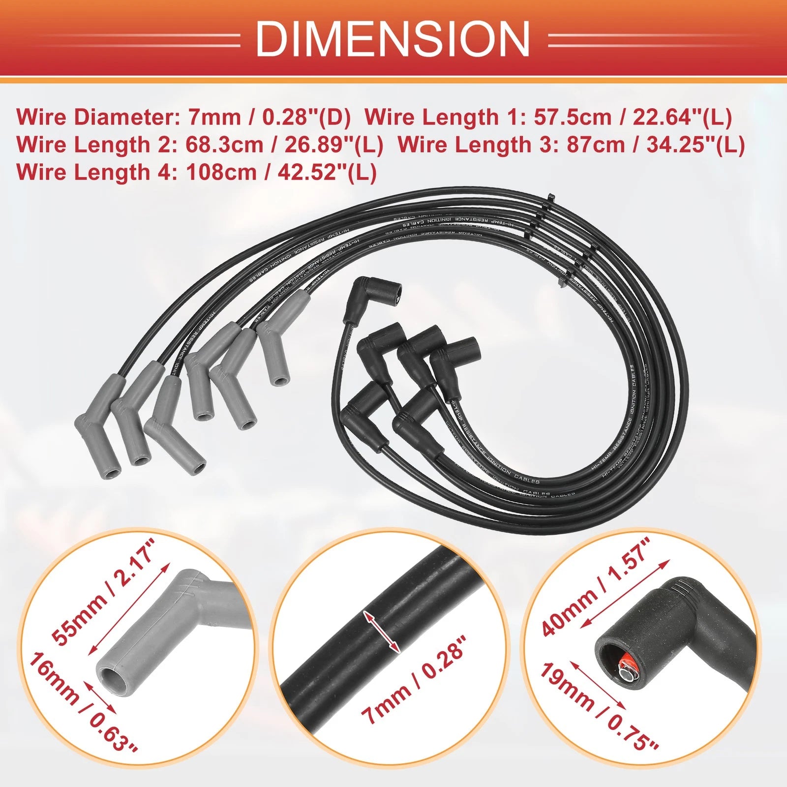 6X Spark Plug Wire Ignition Coil Cable AJ0318100 for Ford Ranger (2001–2003)