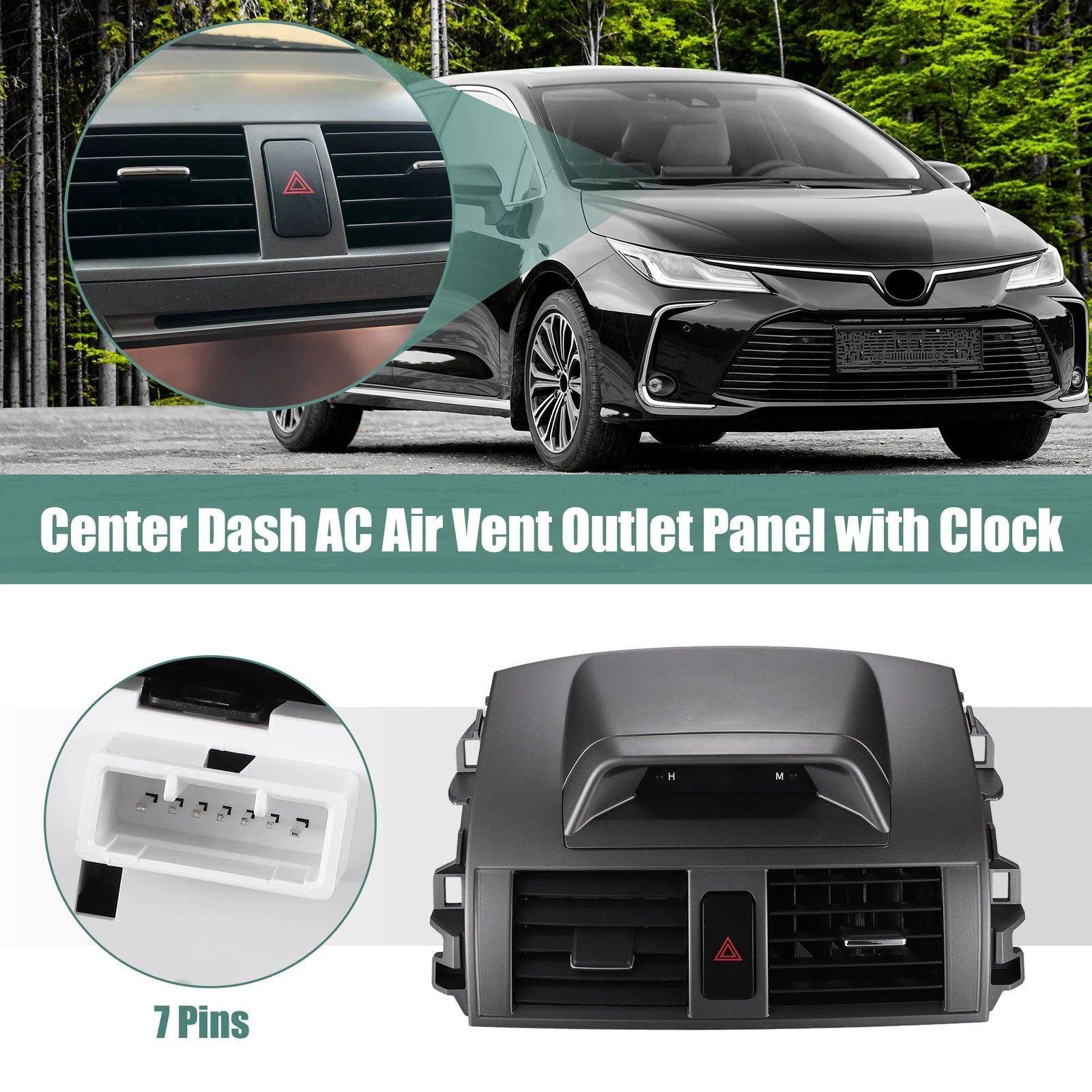 Center Dash A/C Air Vent Outlet Panel with Clock for Toyota Corolla (2009–2013)