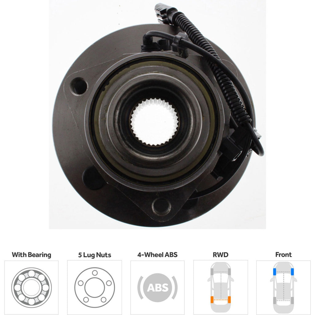 Set of 2 Front Wheel Hubs for 4-Wheel ABS Vehicles