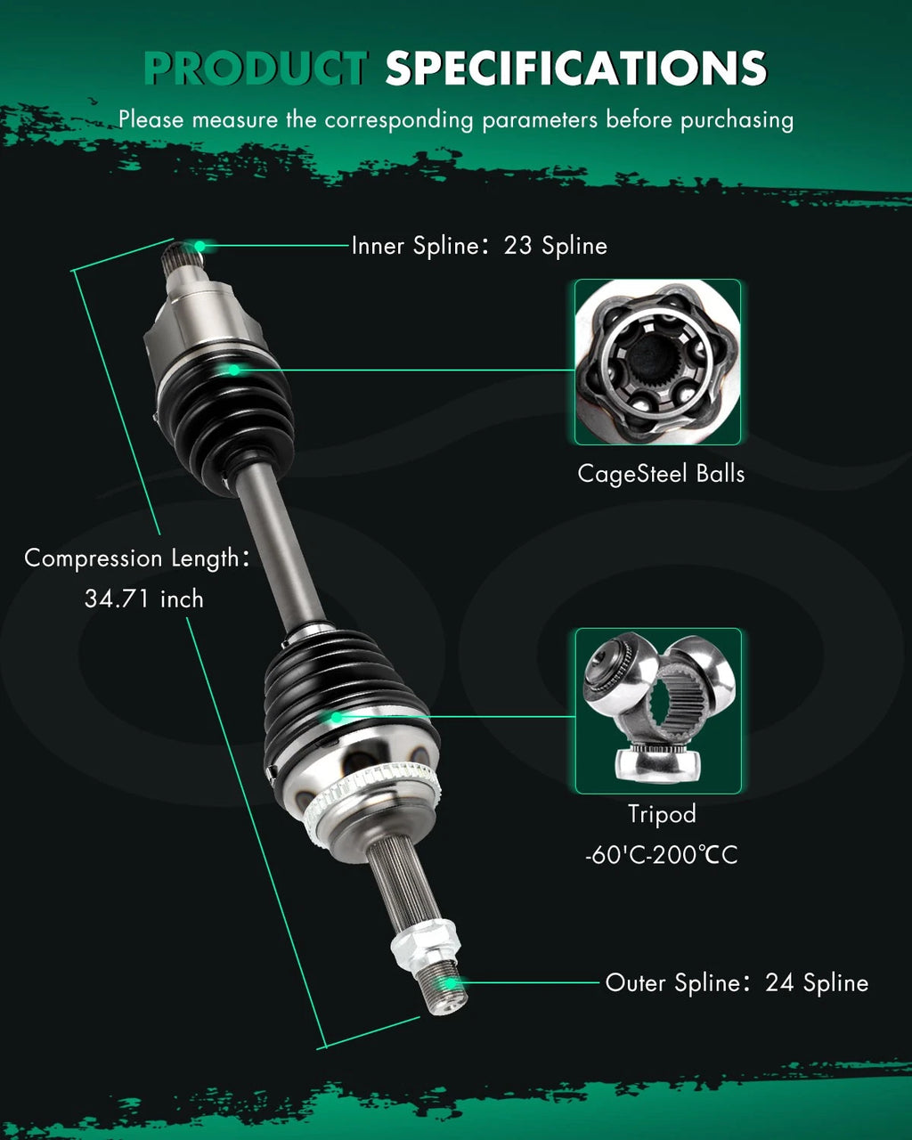 CV Axle Front Left for Toyota RAV4 FWD (2001–2003) Scion tC (2005–2010)