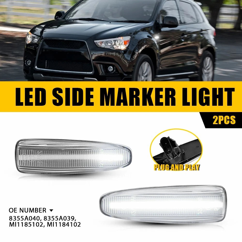 Clear Sequential White LED Side Marker Lights for Mitsubishi Lancer Evo X (2008â2015)