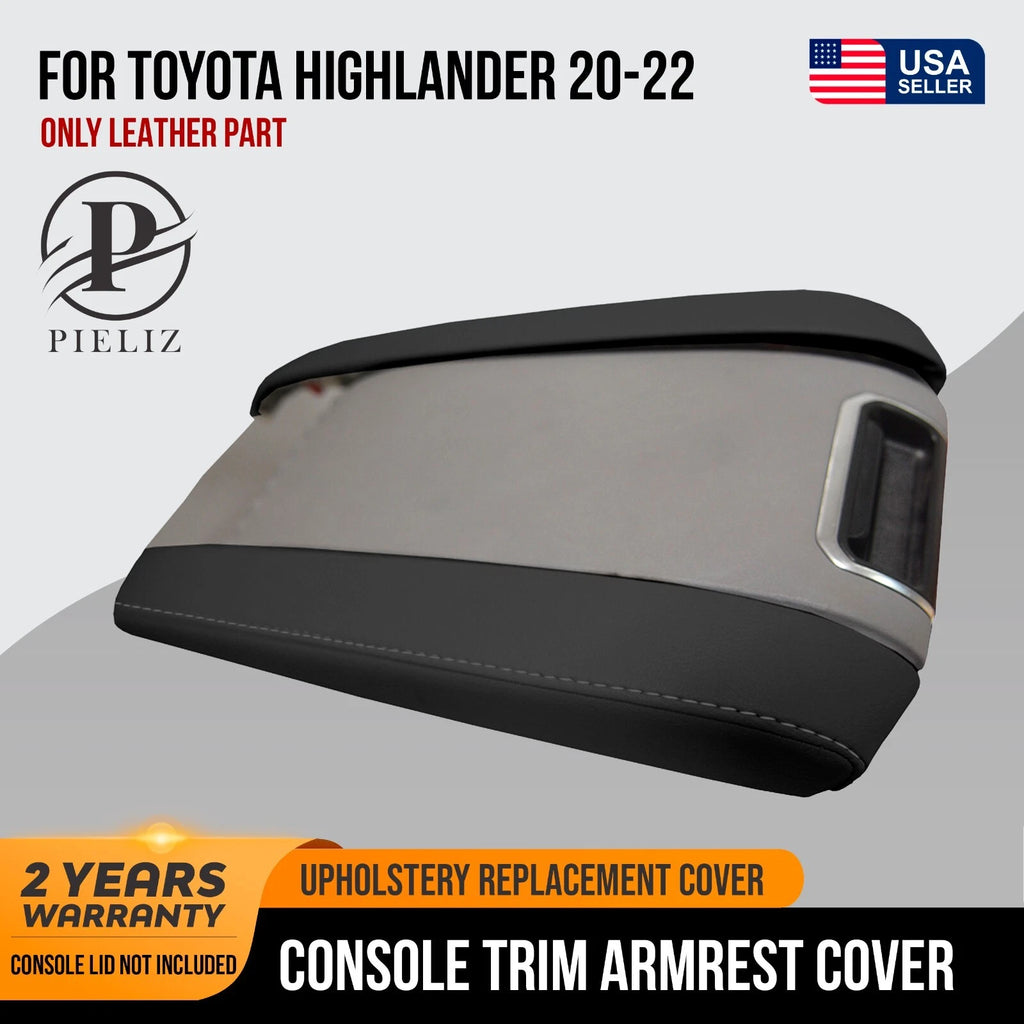 Console Lid Trim Armrest for Toyota Highlander (2020–2022) Black PVC Leather