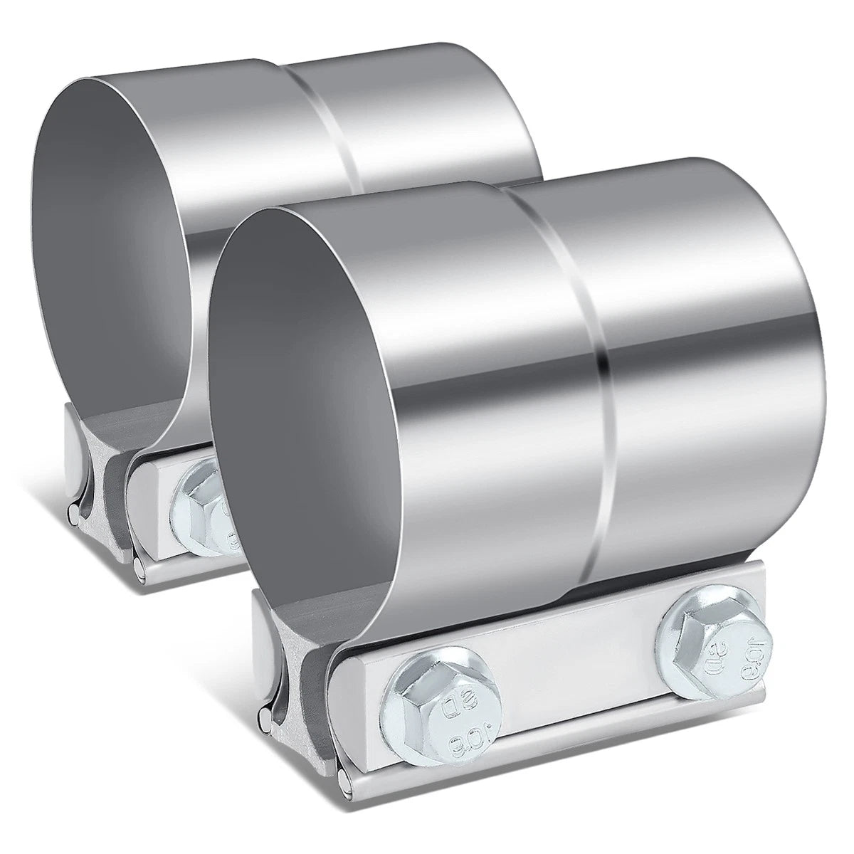 2X 3" Lap Joint Exhaust Band Clamp for Universal Muffler Pipe (Stainless Steel)