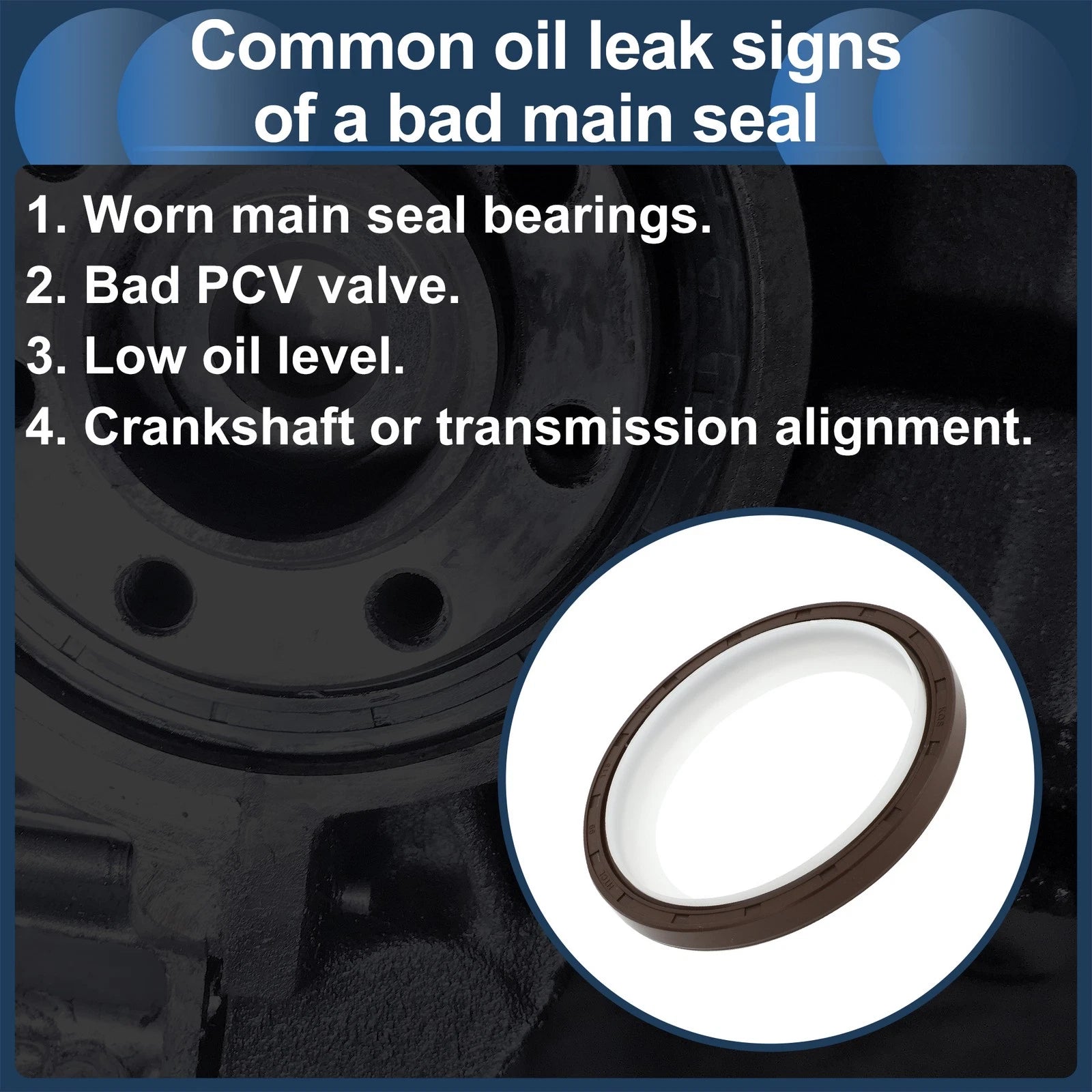 Crankshaft Oil Seal for Cadillac Escalade, Chevrolet Silverado (No. 89060436)