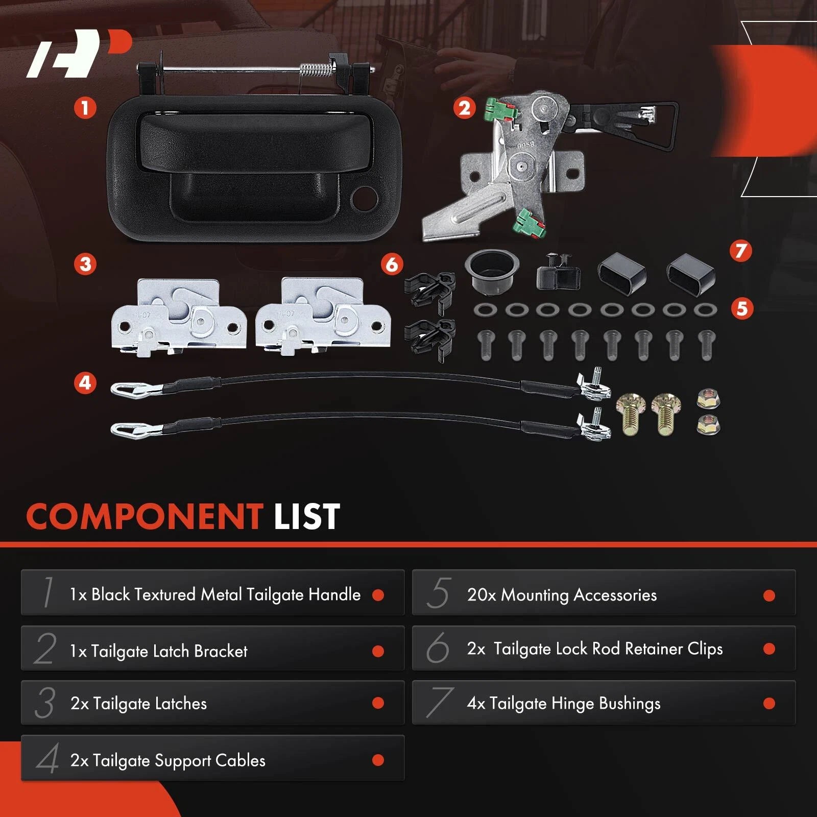 Tailgate Hardware Rebuild Kit with Cable for Ford F-150 (2004-2014)