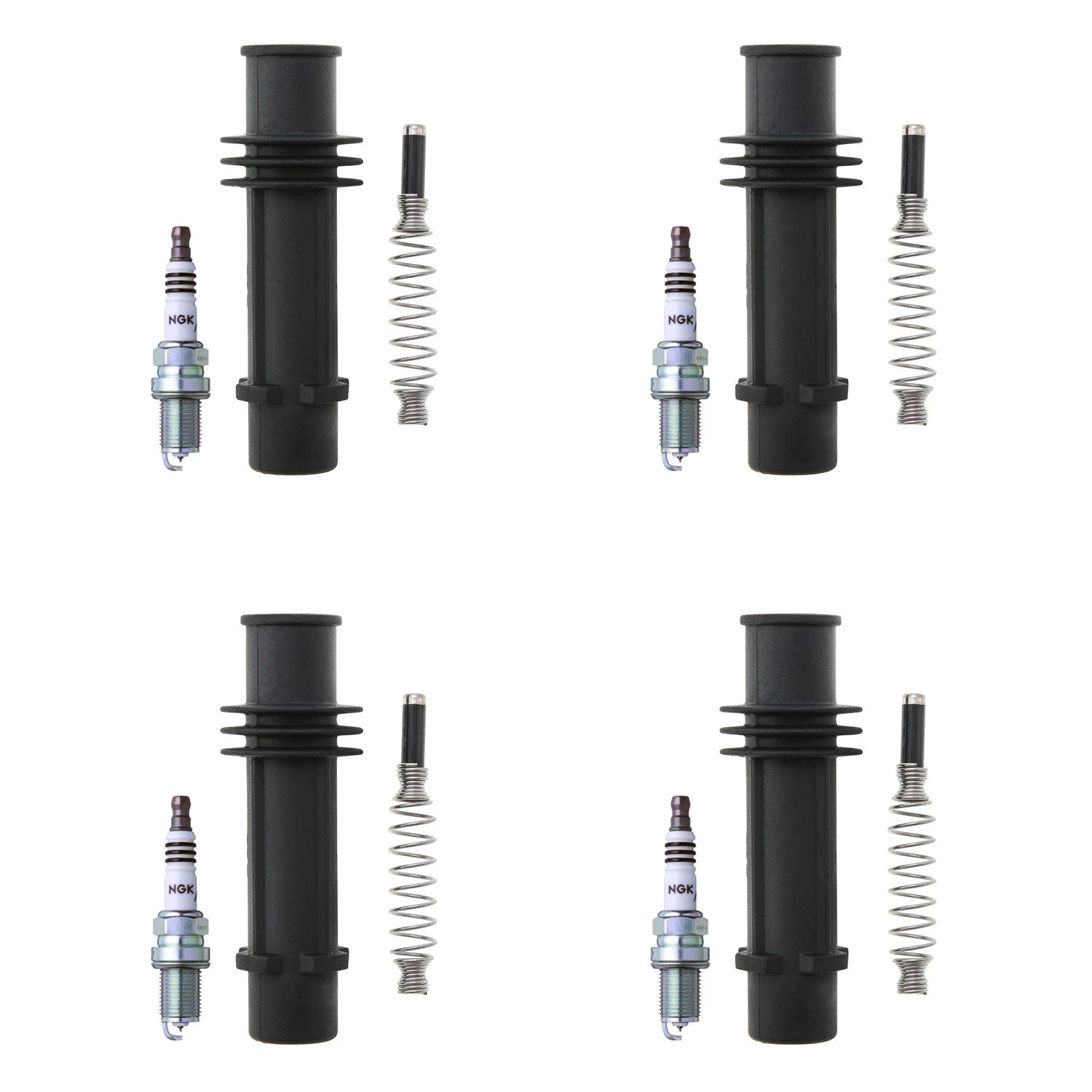 Set of 4 NGK Iridium IX Spark Plugs & Coil Boots for Cadillac ELR Volt (2014–2019)