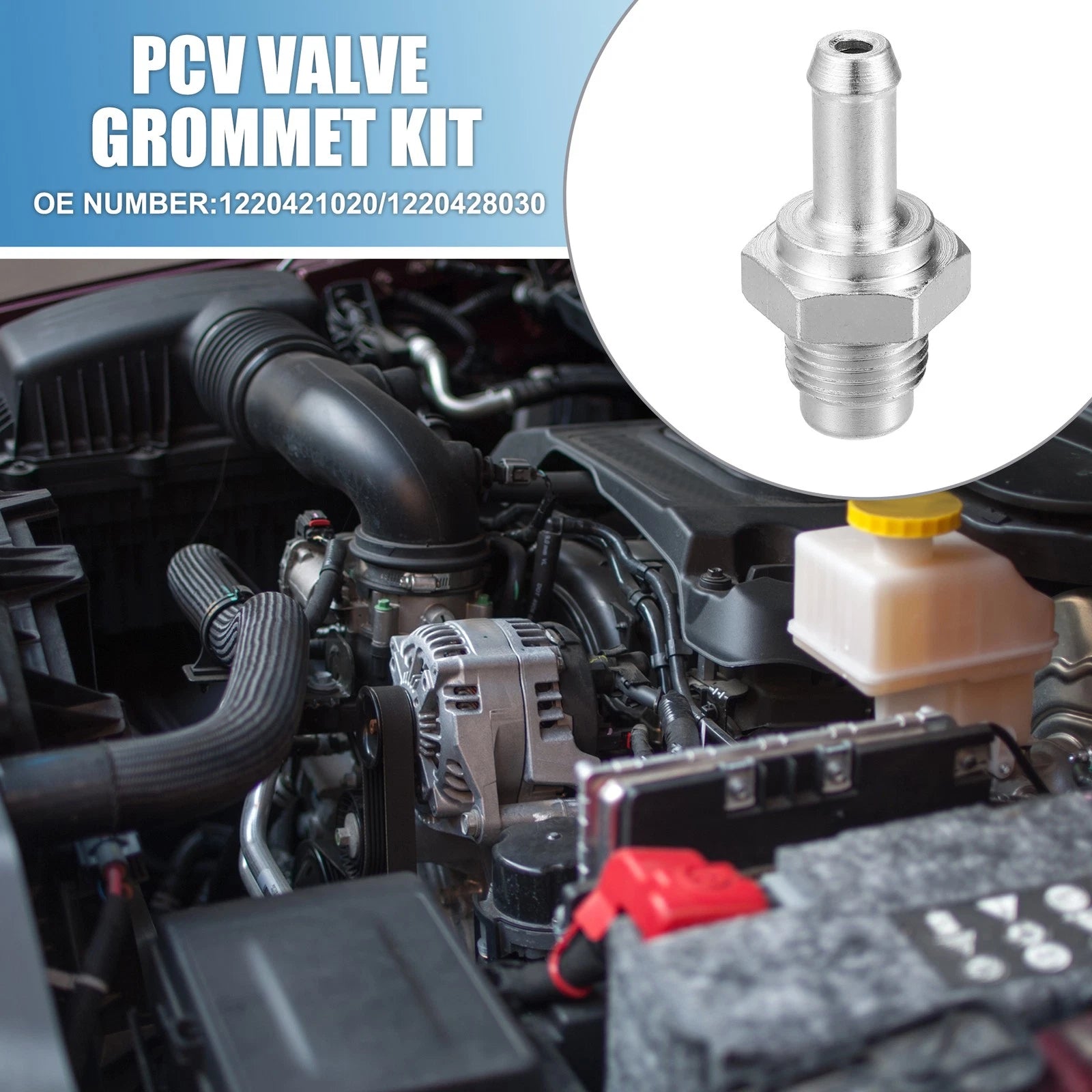 PCV Valve Fittings No. 1220421020 for Toyota (Metal Silver Tone)