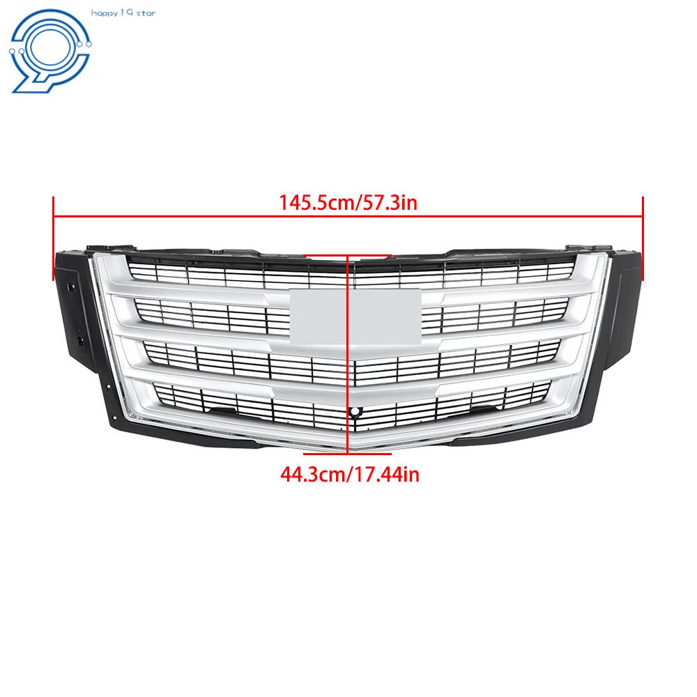 Front Bumper Grille Mesh for Cadillac Escalade (2015–2020) Silvery Grey