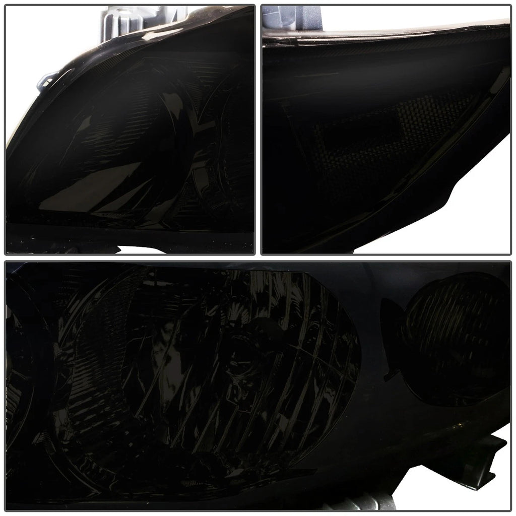 Pair of Smoked Housing Clear Corner Headlights for Toyota Corolla (2009–2010)