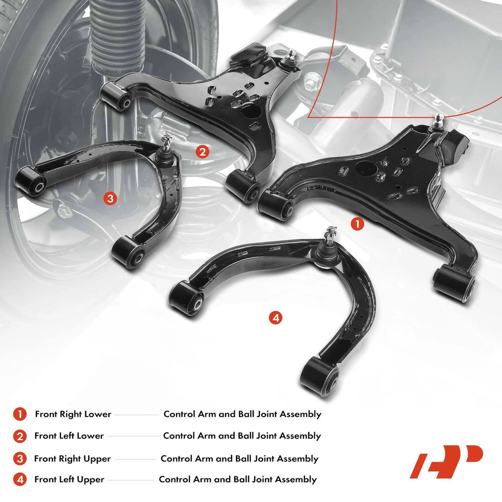 Set of 4 Front Control Arm Ball Joints for Nissan Armada (2005–2015)