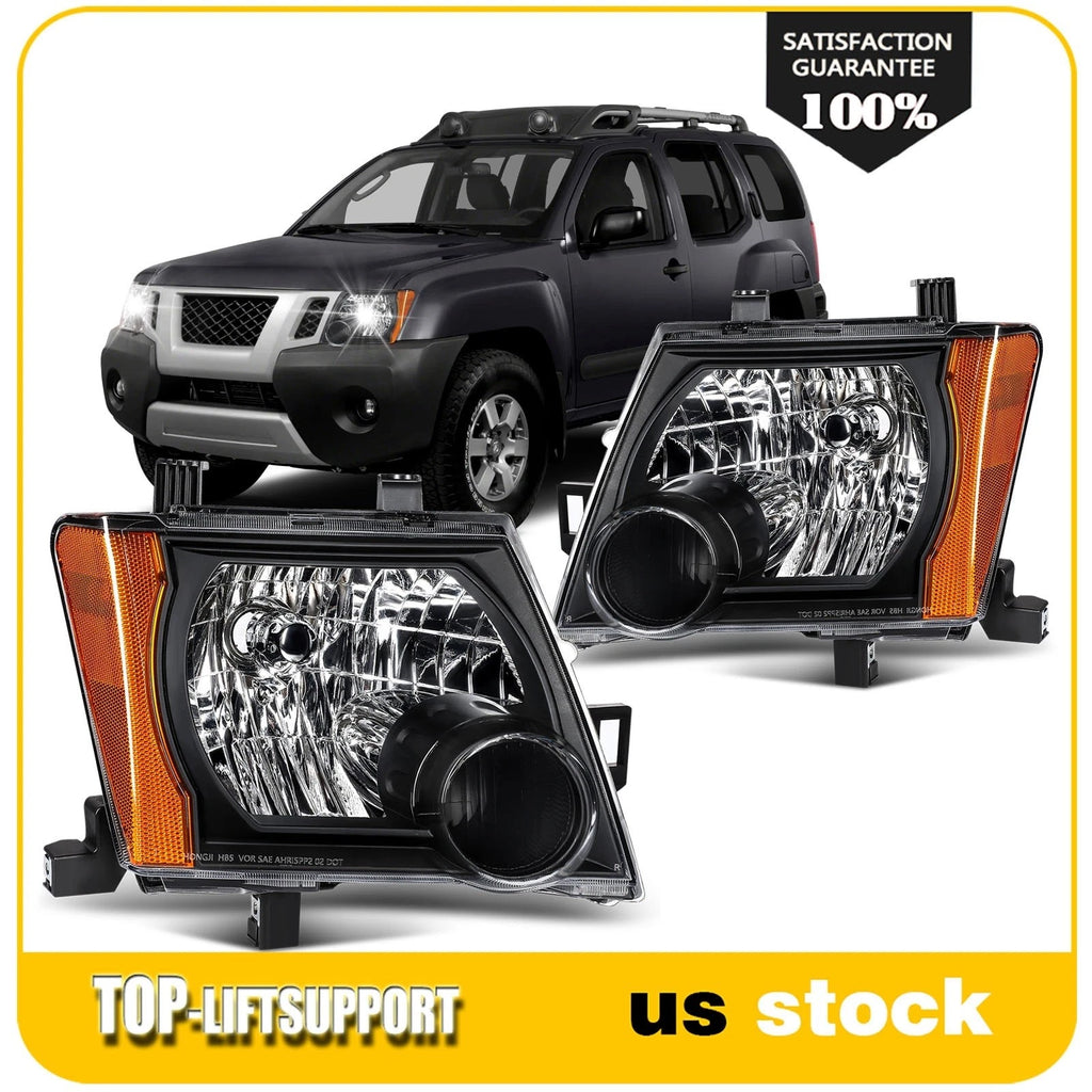 2X Black Headlight Assembly for Nissan Xterra (2005–2015)