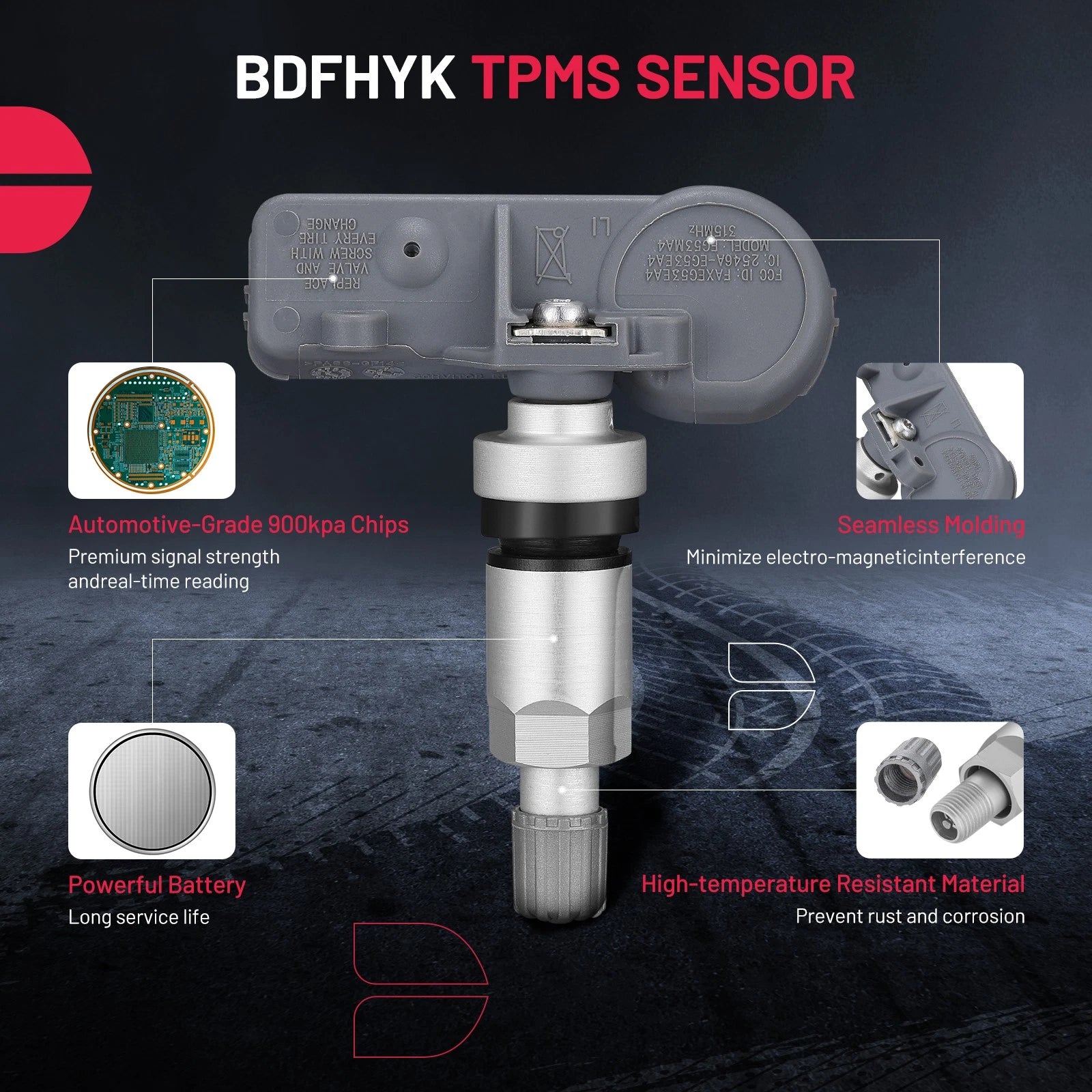 TPMS Sensor Direct Fit for GMC Sierra 5.3L (2007–2017) (Set of 4)