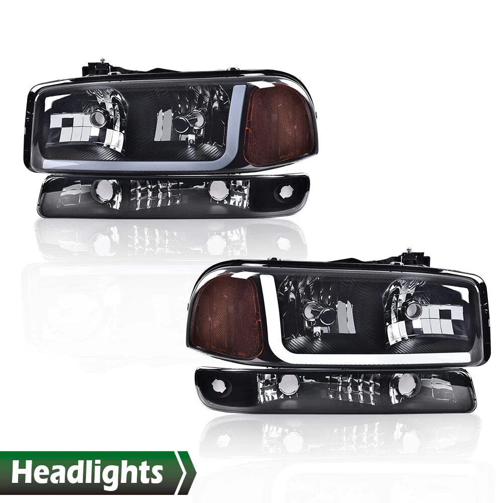 Smoke Amber LED DRL Headlights and Bumper Lamps for GMC Sierra/Yukon (1999–2007)