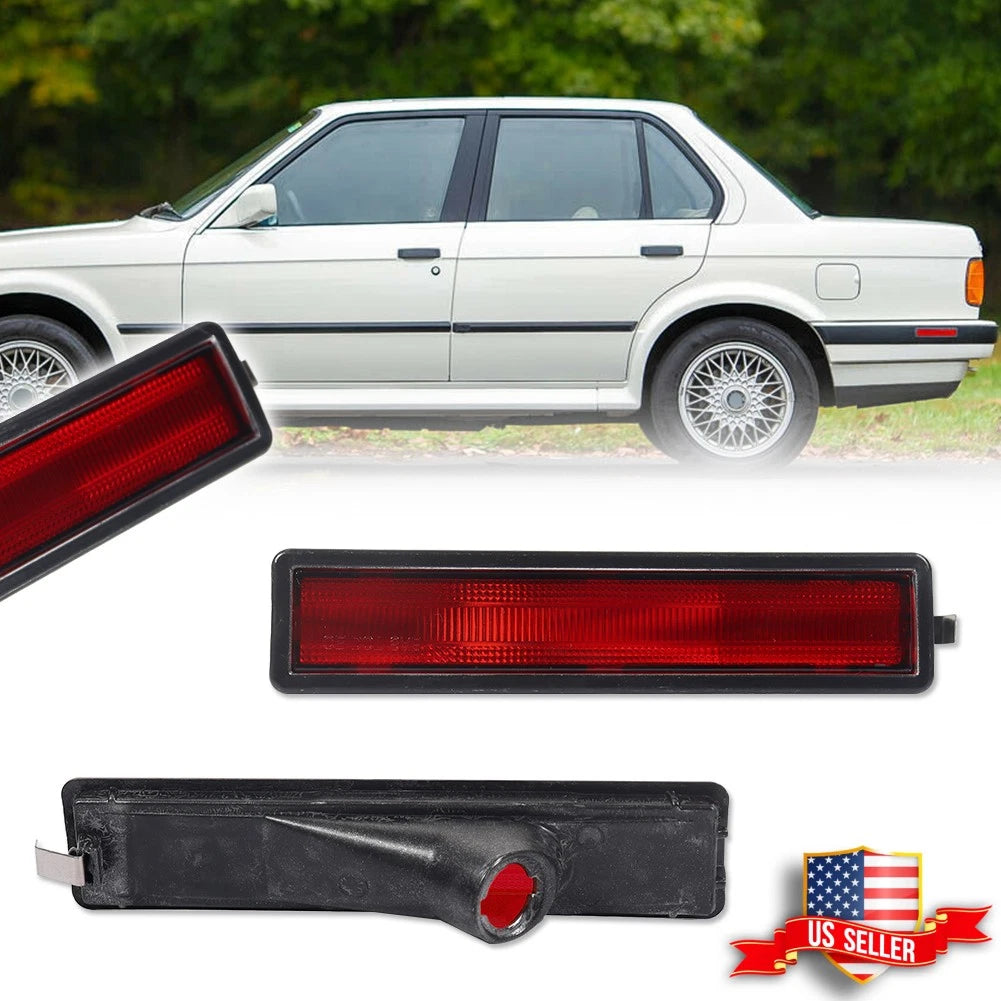 2X Red Lens Rear Bumper Side Marker Lights for BMW E30 E32 E34 (1982–1996)