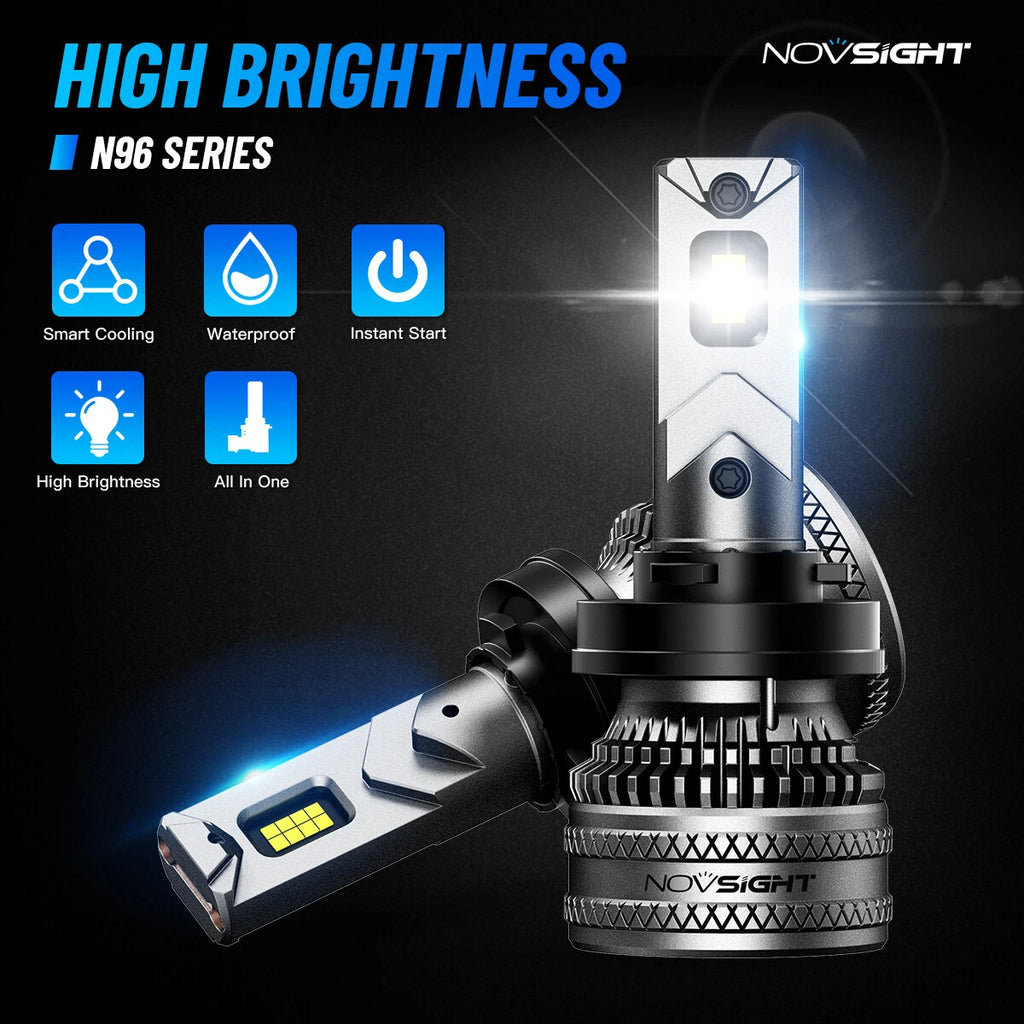 2X H11 LED Headlight Bulbs for NOVSIGHT (6500K, 40000LM, 200W)