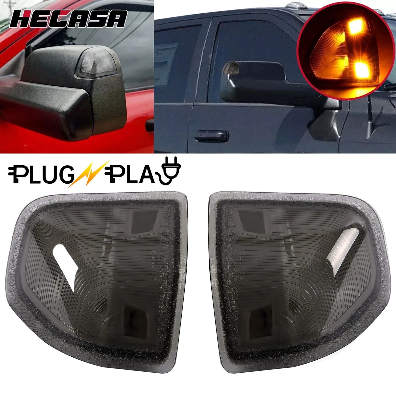 Smoked Amber LED Side Mirror Turn Signal Lights for Dodge Ram 1500 2500 3500
