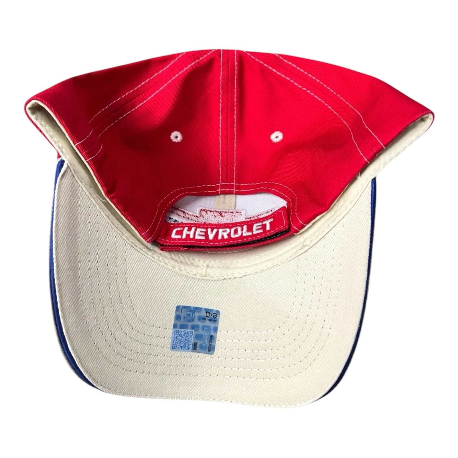 Embroidered Hat Cap for Chevy Bowtie Cream White Blue (—)