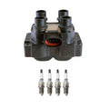 Denso Ignition Coil & 4 Nickel Spark Plugs for Mazda 626 (1998–2002)