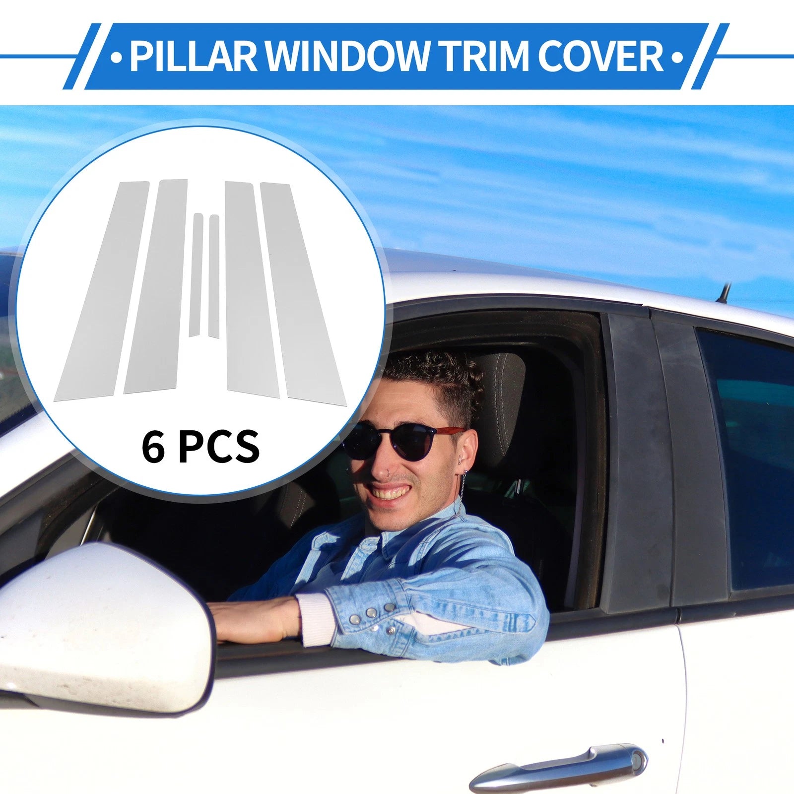 Set of 6 Door Pillar Window Trim for Kia Forte K3 (2014–2018) Chrome