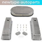 Tall Finned Valve Covers & 15" Oval Air Cleaner Kit for SBC Chevy (1958–1986)