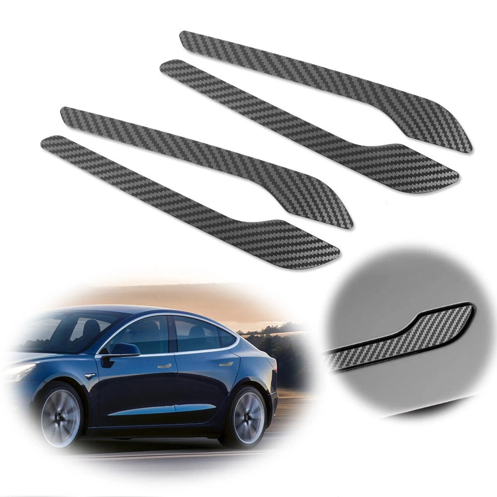 Set of 4 Door Handle Cover Trims for Tesla Model 3 & Y (2017–2023) Carbon Fiber Look