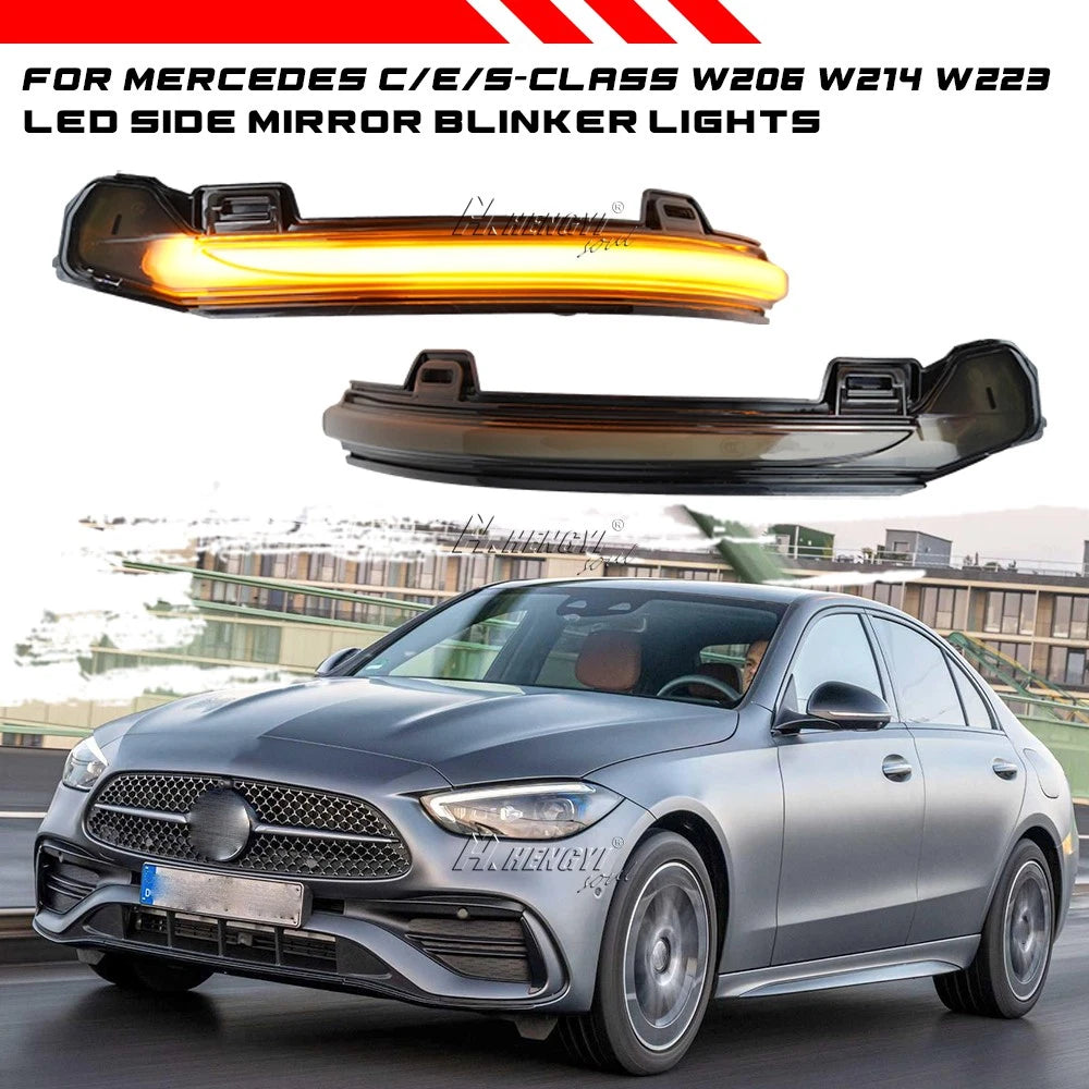 Sequential LED Amber Side Mirror Turn Signal Light Pair for Benz W206 W214 W223