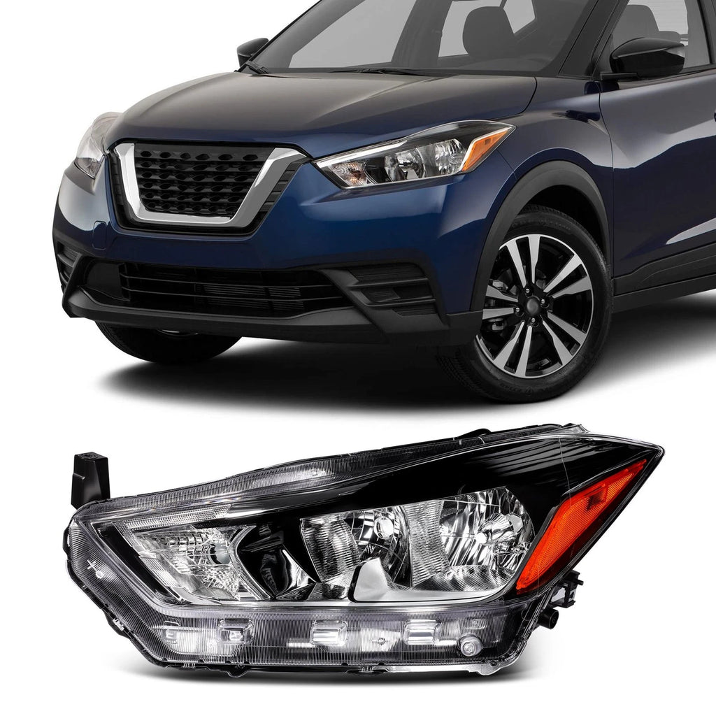 Headlight Assembly Driver Side for Nissan Kicks 2017–2020 (1.6L, Black Amber)