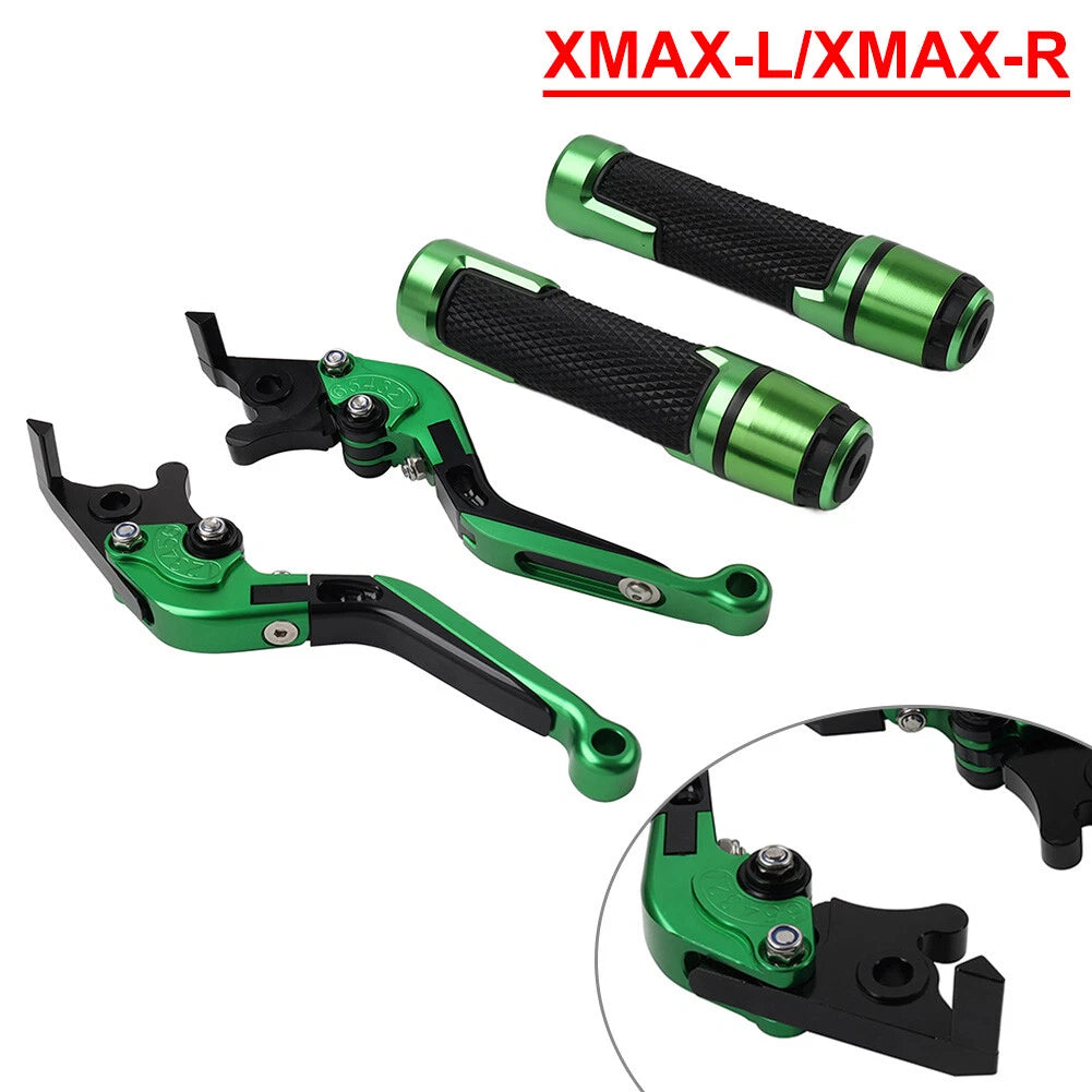 Set of 2 Green Extendable Brake Clutch Lever for Yamaha XMAX125/300 (2017–2023)