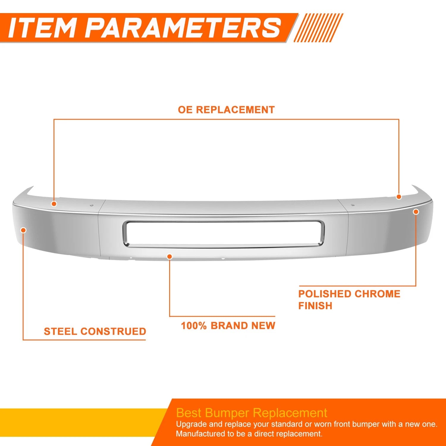 Front Bumper Face Bar Chrome for Ford E-150 E-250 E-350 E-450 (2008–2019)