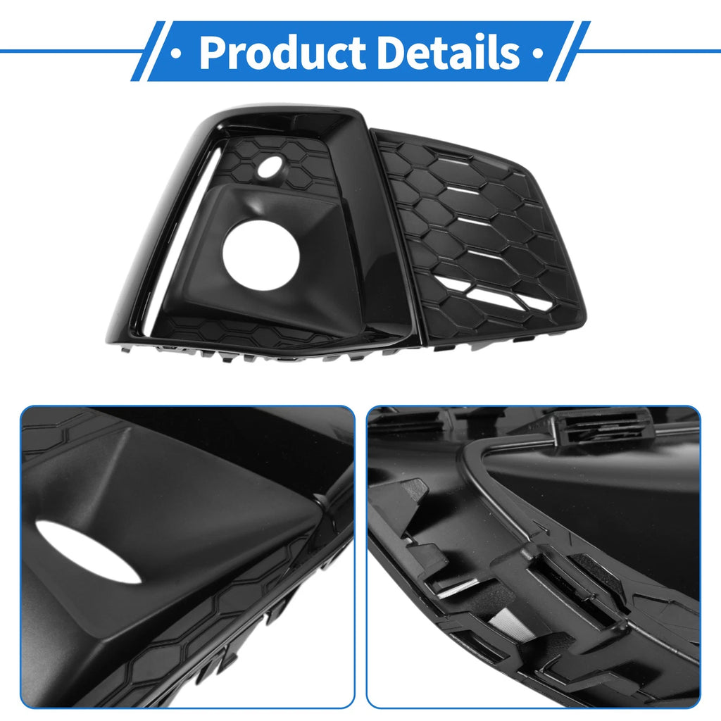Front Right Fog Light Grill for Audi A5 (2021–2023) No. 8W6807682T, ABS Black