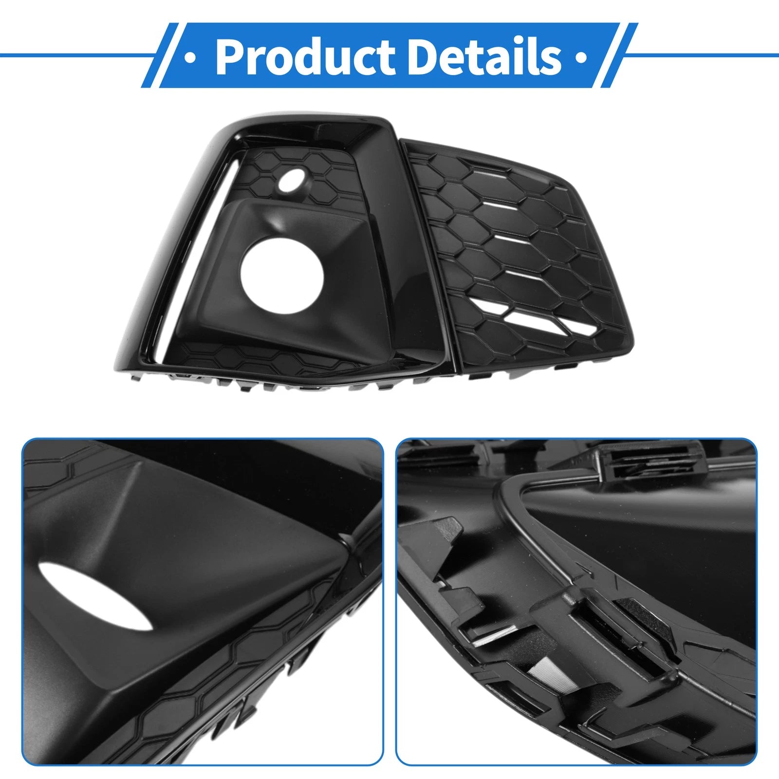 Front Right Fog Light Grill for Audi A5 (2021–2023) No. 8W6807682T, ABS Black