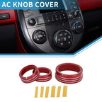 Set of 3 AC climate heater switch knob cover rings for Kia Soul (2009–2013) Red
