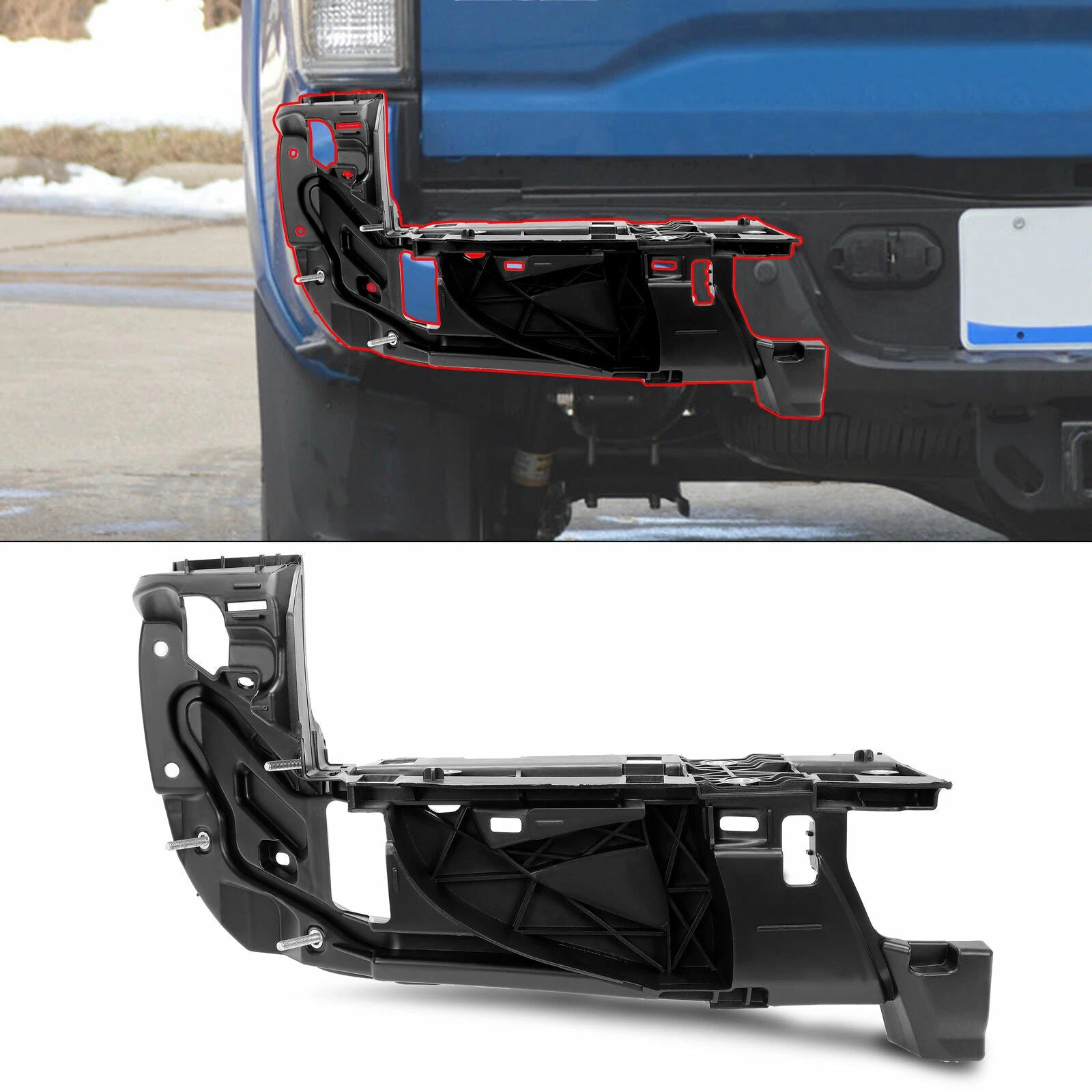 Rear Left Bumper End Cap + Outer Extension Insert Bracket for Toyota Tacoma (2016–2023)