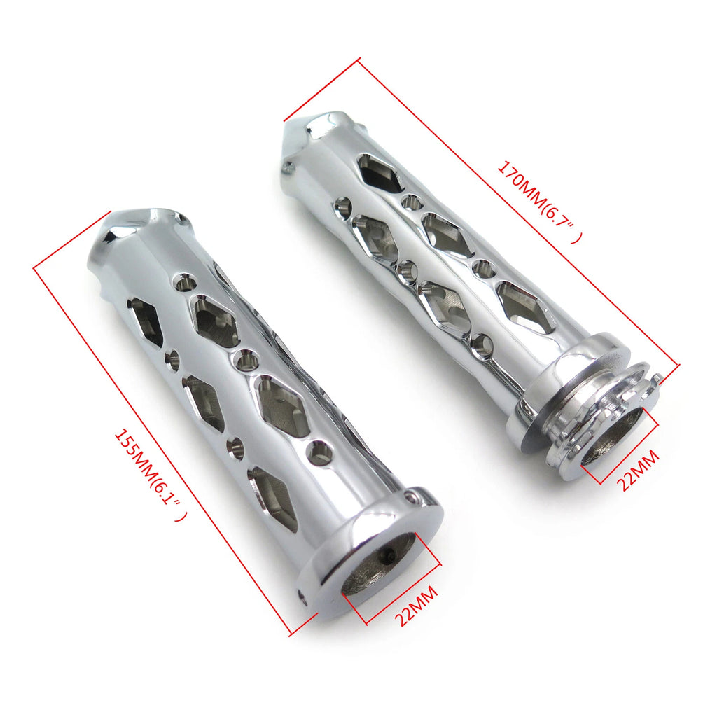 Chrome Spike Grip 7/8" CNC for Suzuki Honda Kawasaki Yamaha Sportbike