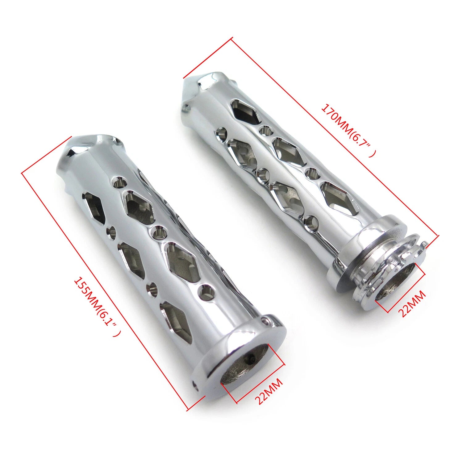Chrome Spike Grip 7/8" CNC for Suzuki Honda Kawasaki Yamaha Sportbike