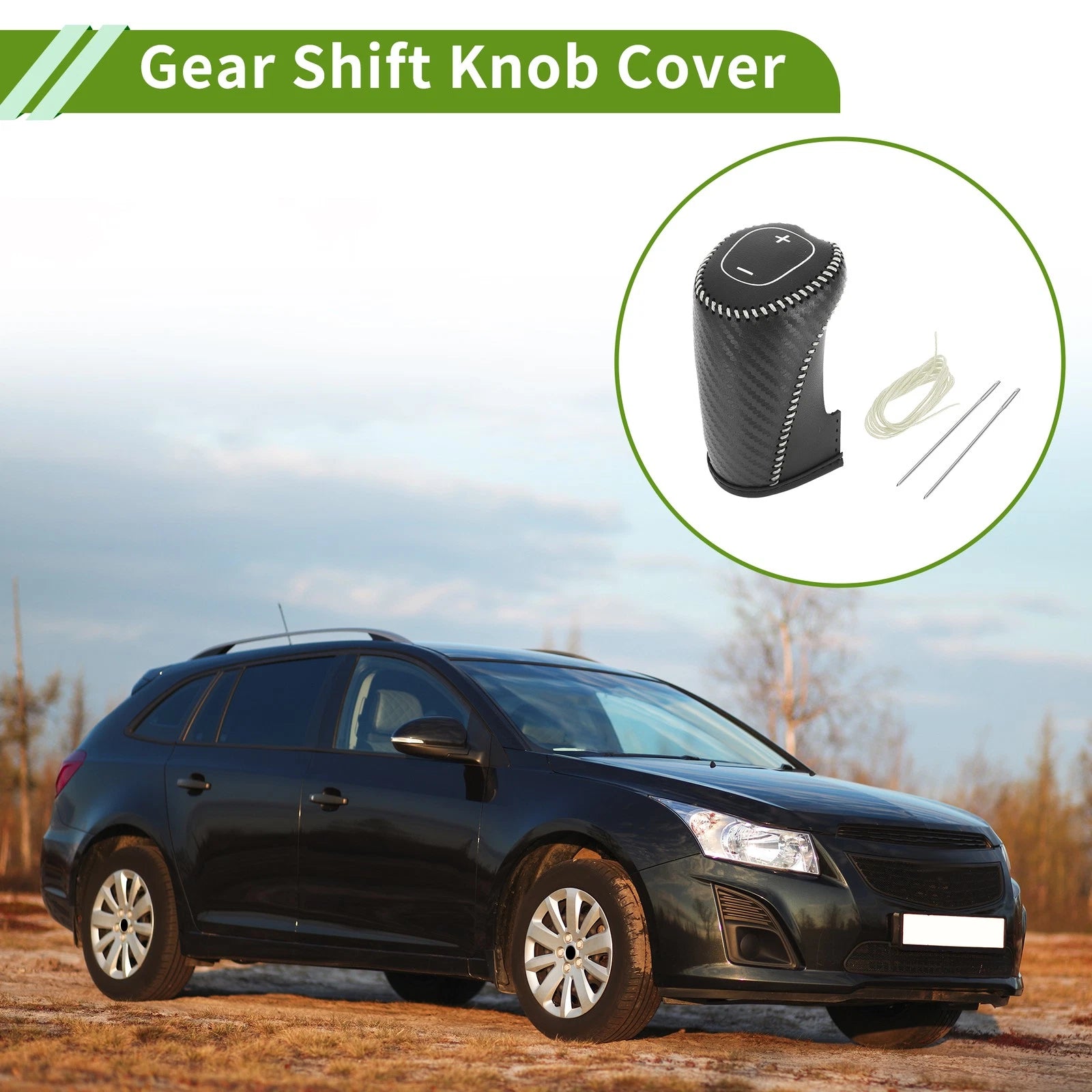 Gear Shift Knob Cover for Chevrolet Malibu (2016–2020) Black Carbon Fiber