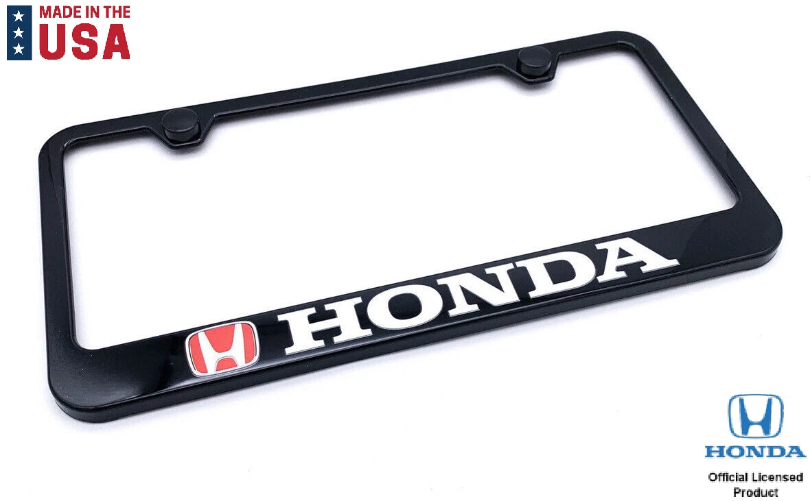 License Plate Frame Black Plastic with Red Honda Logo for Honda (2013–2025)