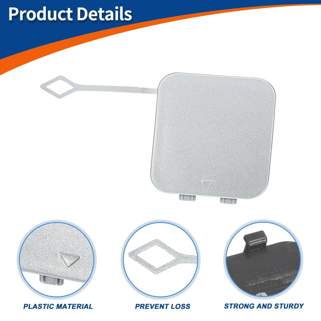 Rear Tow Hook Cover for BMW 530i 540i M5 (No. 51127475589) Silver Tone