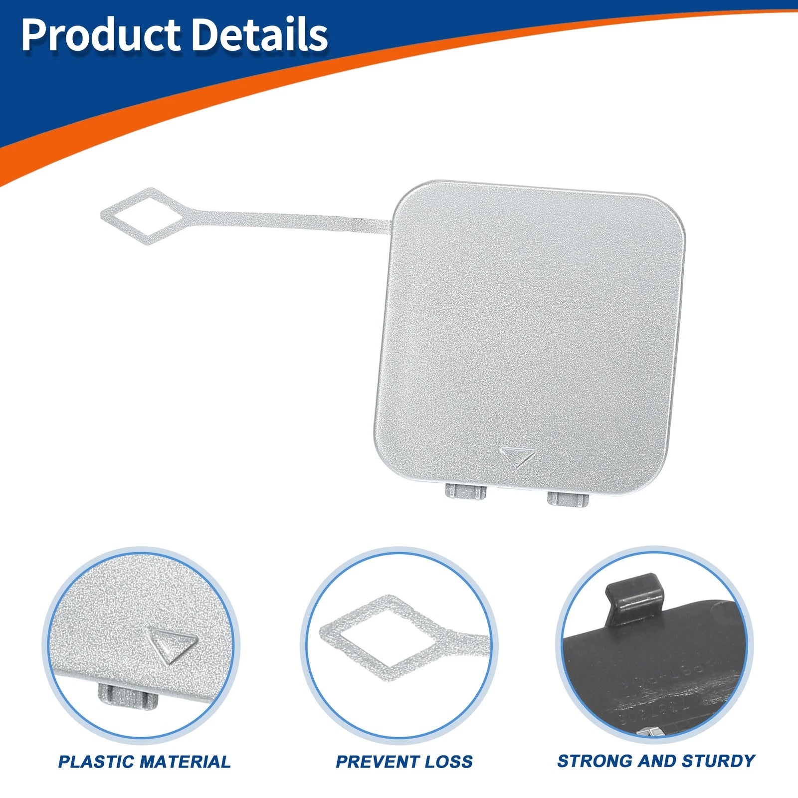 Rear Tow Hook Cover for BMW 530i 540i M5 (No. 51127475589) Silver Tone